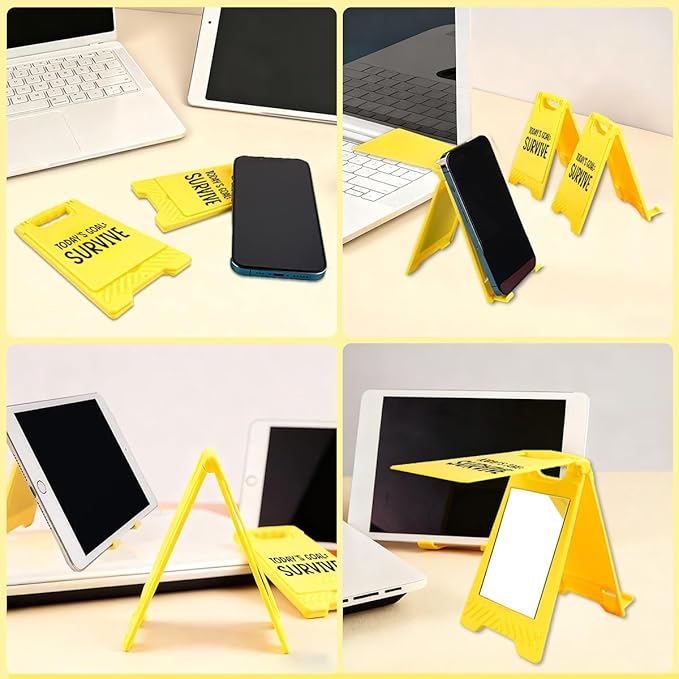 Funny Office Desk Accessories,Motivational Affirmations Office Cubicle Decor,Phone Holder Mirror Acrylic Table Signs,Library Desk Decor for Women Men Boss Lady Coworker Coordinator Leader (Survive)