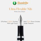 FPR Ambassador Ultra Flex Nib Fountain Pen Set, Black - Refillable Pen w/Cartridges & Converter - Calligraphy Pens for Writing, Journaling & Gifting - Luxury Pens For Smooth Strokes