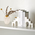 Natural Marble Book Ends for Shelves, Decorative Bookends for Heavy Books, CastleGuard Bookend Book Holder Stopper for Home Office Desk Bookshelf Decoration, Set of 2 (Oriental Calacatta)