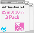 Nortix Flip Chart Paper, Sticky Easel Pads, Chart Paper for Teachers,Super Adhesive & Bleed-Resistant, Large Self-Stick Easel Paper for Classroom/Office, 25 x 30 inch, 30 Sheets/Pad, 3 Pads