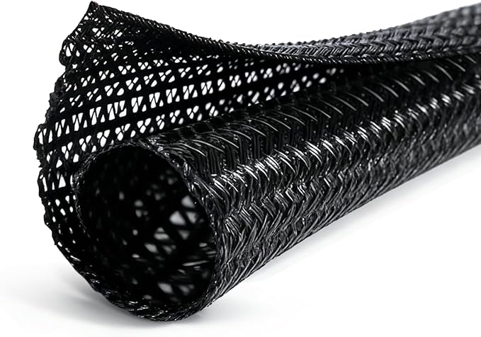 Cable Management Sleeve 25ft (300 inch) - 1/2 inch, PET Expandable Braided Cord Organizer, Split Wire Loom Tubing Reversible Cord Protector for TV USB PC Ethernet Cable Hider Protect Pets Kids