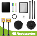 RedChili Floor Standing Sign Holder Stand for 8.5x11 Inches Poster or Chalk Board, Pedestal Sign Holder with Snap Open Frame,360° Rotation,Adjustable Post Height Outdoor Indoor Standing Display Sign Holders for Advertising (Black, Sharp Corner)