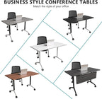 Goakwwuz Conference Room Table, Folding Conference Tables,Thicken Grey Tabletop,Flip Top Wooden Seminar Meeting Room Table for Conference Room Offices (4, Black+White, 55.1”)
