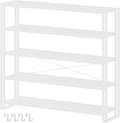 HCHQHS Bookshelf, 5-Tier Industrial Bookcase, White Open Book Shelf, Freestanding Tall Bookshelves with Metal Frame
