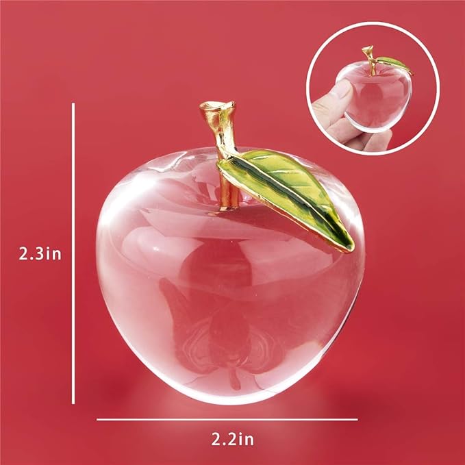 H&D HYALINE & DORA H&D Unique Crystal Apple Figurine Paperweight,Art Glass Apple Collectible Figurines Best for Lucky Christmas Eve Gifts/Great Wedding Decor Gifts