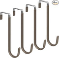 FYY Over The Door Hooks, 4 Pack Upgraded Long Door Hangers Hooks with Rubber Prevent Scratches Heavy Duty Organizer Hooks for Hanging Clothes, Towels, Hats, Coats, Bags Brown
