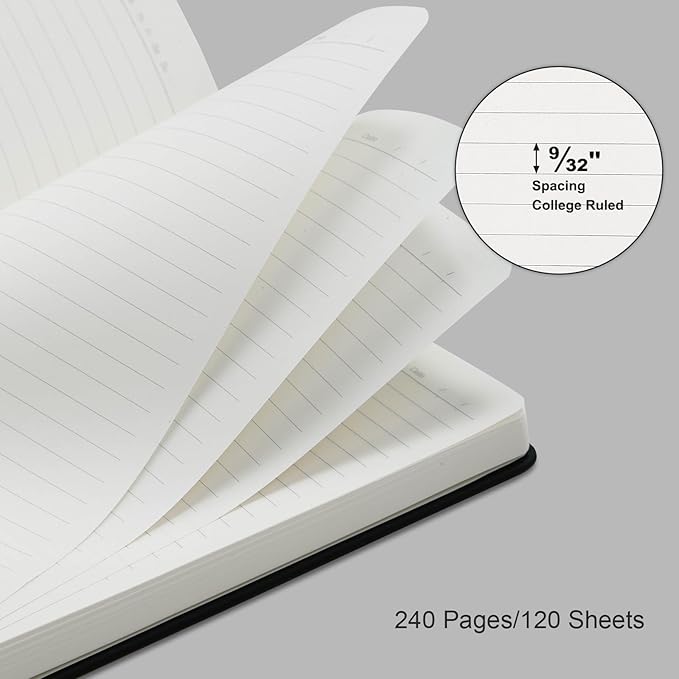COMIX 12 Pack Lined Journal Notebooks for Work, 240 Pages, Medium 5.5" x 8.3", Hardcover Journaling Notebook for Women & Men, Fits for School Home Church