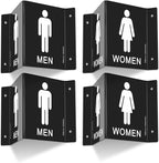 Faittoo Restroom Sign, Bathroom Signs, (4 Pack) 6 x 8 Inches Acrylic Sign, for Office or Business Bathroom and Toilet Door or Wall Decor, Indoor Outdoor Use, Black (Men and women Set)