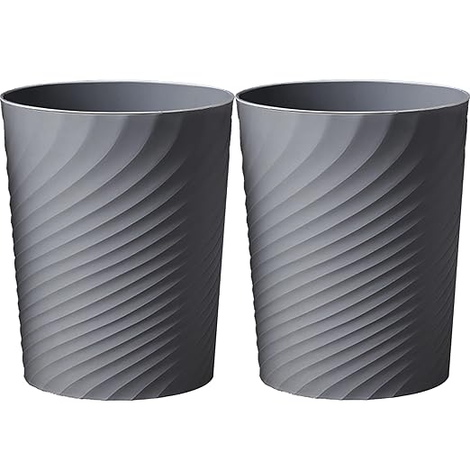 HOLTPHILI Small Bathroom Trash Can 1.8 Gallon Garbage Can Waste Basket Recycling Bin for Dorm Bedroom Office Kitchen,2 Pack Grey