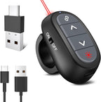 Presentation Clicker PowerPoint Wireless Presenter Remote: USB C Laser Pointer Computer Clickers, Hyperlink Finger Ring Project Power Point PPT Clicker for Mac Laptop Office, Google Slide Advancer