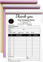 Custom Invoice Book in 3-Part /2-Part Receipt Book with Carbon Copies Personalized Carbonless Service Invoice Form Books Sales Order Book with Company Name Logo Address,C2-Thank You Receipt