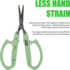 Saboten Stainless Steel Angled Blade Trimming Scissors Green PT-13 160mm Precision Gardening Bonsai and Floral Shears Made in Japan