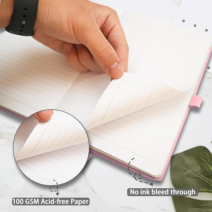 Heture Hardcover Notebooks, A5 Lined Journals Notebook for Writing 160 Pages, 8.2 x 5.5 inch, Classic Ruled Notebooks for College/Work/Travel (Pink, 1 Pack)