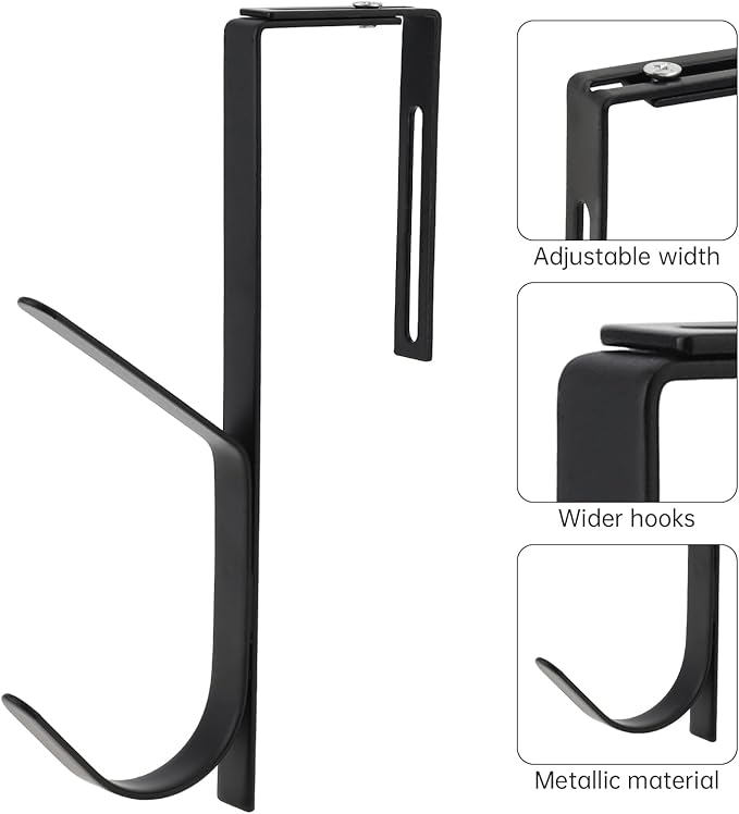 HOJLKLD 4 Pack 6.1 inch Double Coat Hooks,Thick Cubicle Wall Coat Hook,Metal Over The Panel Double Hook Adjusted to Fit 1.37 to 3.7 Inch Thickness Panels for Wall Panel (6.1 inch, Count, 4)