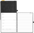 POPRUN 2026 Planner Weekly Notebook Calendar (Jan-Dec), Large Size 8.5'' x 10.5'' - Agenda 2026 Appointment Book with Monthly Tabs, Inner Pocket, Spiral Soft Cover, 100 GSM - Black