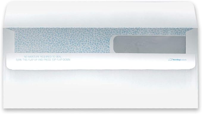 NextDayLabels #9 Double Window Check Envelopes - 100 Pack Ready-Seal Security Tinted Envelopes for QuickBooks, Sage 100, Blackbaud Checks - Self-Sealing Laser-Compatible - Made in USA