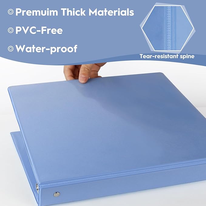 CIXILDTS 6-Pack 1-Inch Binder, Standard 3 Ring Binder Fit US Letter Size Paper, Presentation Round Ring Binders,Blue