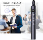 Norwii N21 Bluetooth Presentation Clicker with Telescopic Teaching Pointer, Presentation Remote with Retractable Stick for PowerPiont, Wireless Presenter, Slide Advancer (Black - Green Pointer)