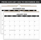 Calendar 2026 - Wall Calendar 2026 Runs from January 2026 to December 2026, 12 Months Calendar with Thick Paper for Planning at Home or Office, 8.5 x 11 Inch, Black
