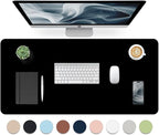 Bloss Black Leather Desk Pad, Large Mouse Pad 35.4×17 Inches, Waterproof Office Desk Mat, Non-Slip Desk Pad Protector, Leather Desk Blotter for Home Office Essentials