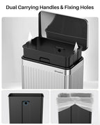 Lovewind 60 Liter/ 16 Gallon Stainless Steel Trash Can with Soft-Close Lid, Large Footstep Garbage Can with Roman Texture, Removable Inner Buckets, Recycling Bin for Kitchen Office, Silver