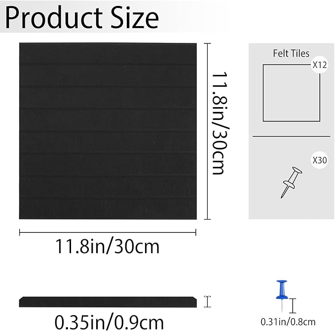 Cork Boards for Walls 48" x 36" Felt Board Alternative, 12 Pack Felt Wall Tiles Bulletin Board, Large Cork Board for Office Pin Board Tack Board Cork Boards