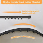MaKefeile Room Divider Curtains with Flexible Ceiling Tracks Set,Blackout Curtain Ceiling Mount Curtain Track Privacy Room Dividers Ceiling Track Curtain Rod(White Drape & Black Rail W 12.5 × H 9 FT)