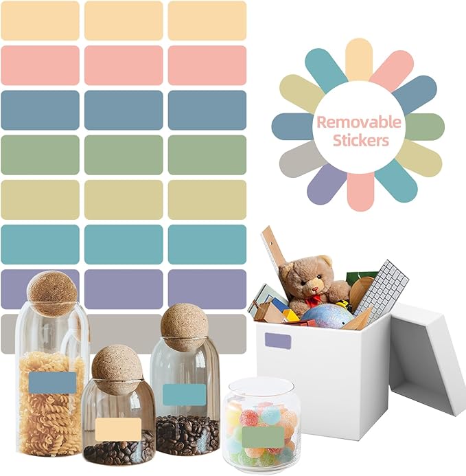 STARLIBOO Removable Freezer Labels, 1x2 Inch Color Coding Removable Label for Food Containers, 360 Freezer Stickers Tape to Write on/Waterproof (8 Colors Morandi)