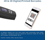 Mini 2D Portable Handheld Bluetooth Barcode Scanner Wireless 2.4G & USB Wired 3-in-1 Bar Code Scanner Portable USB QR Code Scanner for Windows.Android.iOS.MAC