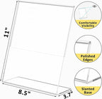 12 Pack Acrylic Sign Holder, Clear 8.5 x 11 Inch Slant Back Vertical Sign Holder, Tabletop Plastic Paper Picture Frame Flyer Document Holder Display Stand for Home, Office, Restaurants, and Stores