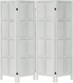 Leesinwing Wood Room Divider 4 Panel Folding Privacy Screen, Classic 5.6Ft Indoor Wooden Partition, Portable Partition Wall Divider for Room Separation, Home, Office, Bedroom, Restaurant (White)