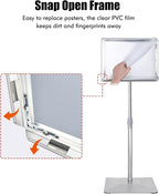 Golemas Adjustable Sign Stand for Display, with Upgraded Iron Base, Pedestal Floor Signage Stand Holder for Outdoor or Indoor Advertising (8.5 x 11, Silver)