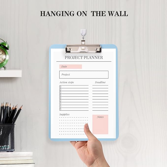 TFDLCG zm Clipboard with Pen Holder,Standard Letter Size A4,Thickened Clip Boards 8.5x11,Cute Clipboards for Women Kids Students,Nurses,School Office Home Supplies,Light Blue