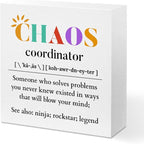 Chaos Coordinator Wood Box Sign, Chaos Coordinator Gifts, Thank You Gifts for Coworker Manager Teacher Nurse, Office Bedroom Home Desk Cubicle Table Shelf Decor Administrative Professional Day