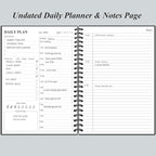 Daily Planner Undated - B5 To Do List Notebook Hourly Schedules, Spiral Appointment Planner for Women and Men, PVC Hardcover, Inner Pocket, Elastic Closure, 7" x 10", Black