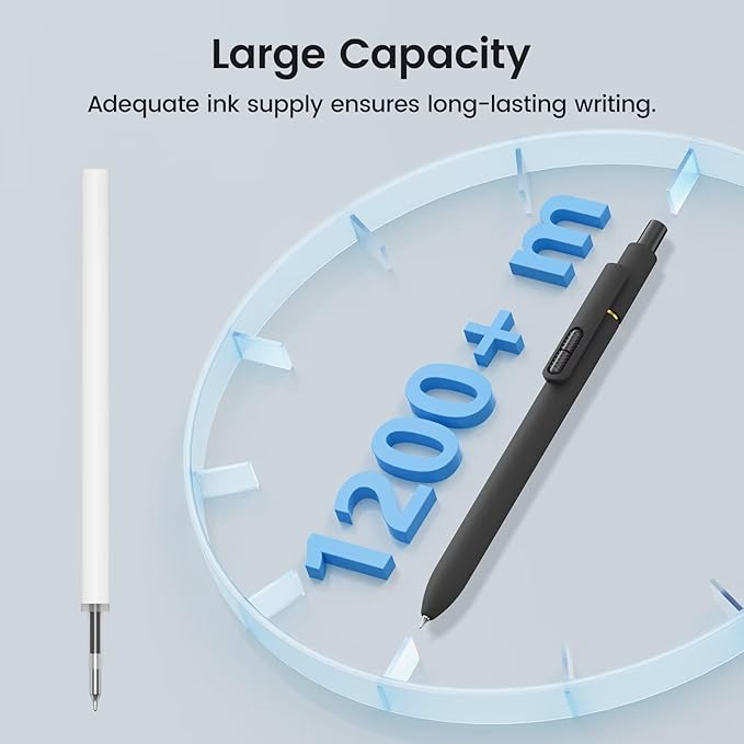 JIMMIDDA 8Pcs Black Gel Pens - 0.7mm Medium Point Black Ink Pens | Smooth Writing - Quick Drying Retractable Pen for Men Women (Classic - 8Pcs)