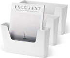 YOHOM No Drilling File Holder Wall Mails Magazines Organizer Adhesive Door Mount, Single Pocket, (White 1) (WHITE, 3 PCS)