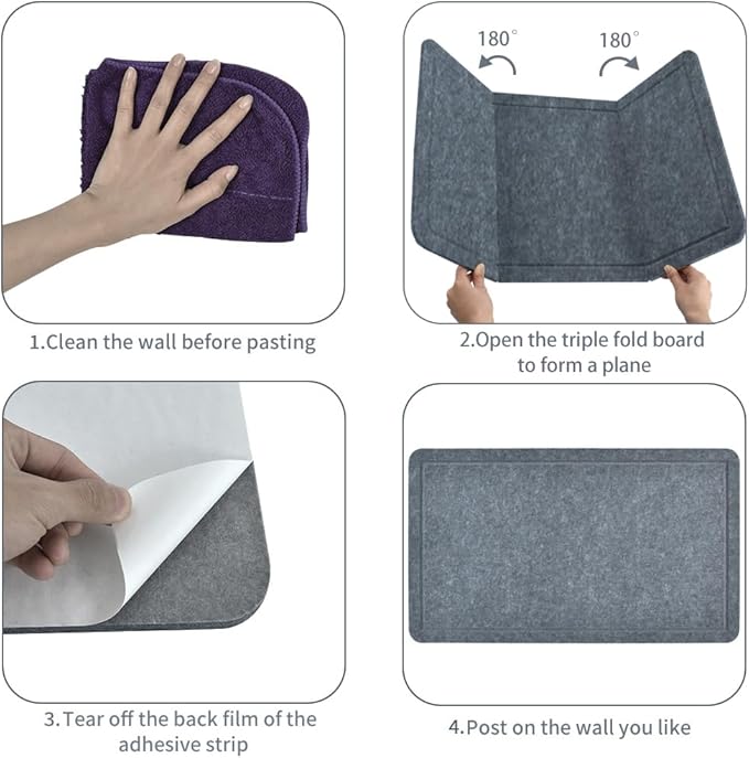 Vuzvuv Dark Grey 28"x16" Large Cork Board with 50 Push Pins & Sticky Notes, Self-Adhesive Bulletin Board for Wall, Felt Pin Vision Board for Paste Notes,Schedules Offices Home