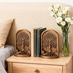Large Vintage Tree of Life Bookends Set – 2 Non-Skid Heavy Bookends, Antique Bronze Finish Resin Decorative Bookends for Heavy Books, Office, Library, Bookshelf, Living Room, Housewarming Gift