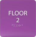 Deep Violet ADA Floor 2 Sign with Braille – Made from Durable Acrylic and Ready to Mount