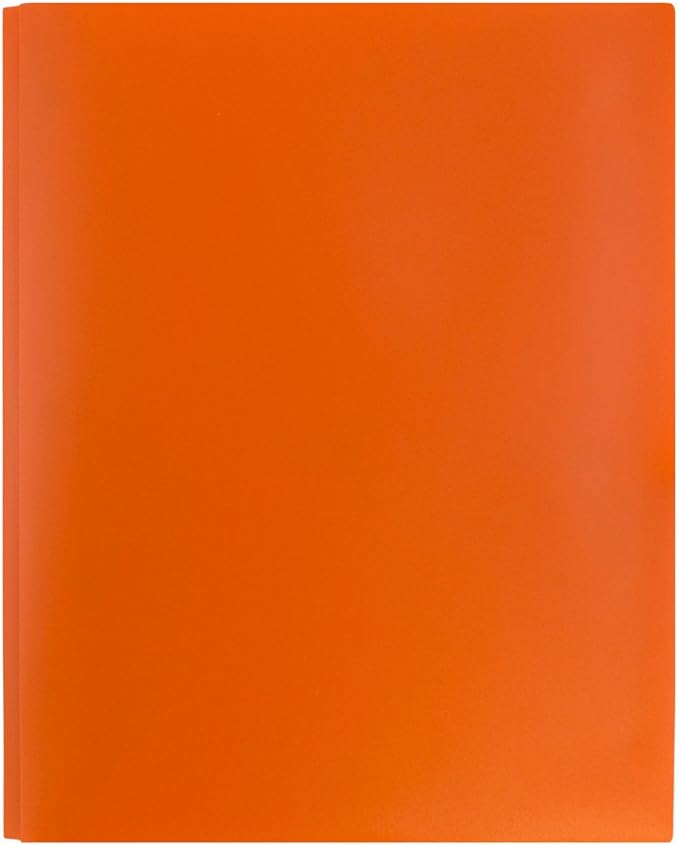 JAM PAPER Plastic Color POP Folders - 2 Pocket Durable Folders with Metal Prongs Fastener Clasps - Orange - Bulk 96/Pack