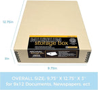 Lineco Museum Archival Storage Box, 9.75x12.75x3 in. Drop Front Design. Acid-Free with Metal Edge. Organize Photos, Pictures, Prints, Documents, Crafts, DIY. Tan, 1 Pack