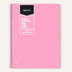 Amazon Basics College-Ruled Spiral Notebook, For Work and School, 70 Sheets, 10.5" x 8", Assorted Pastel Solid Colors, 5-Pack