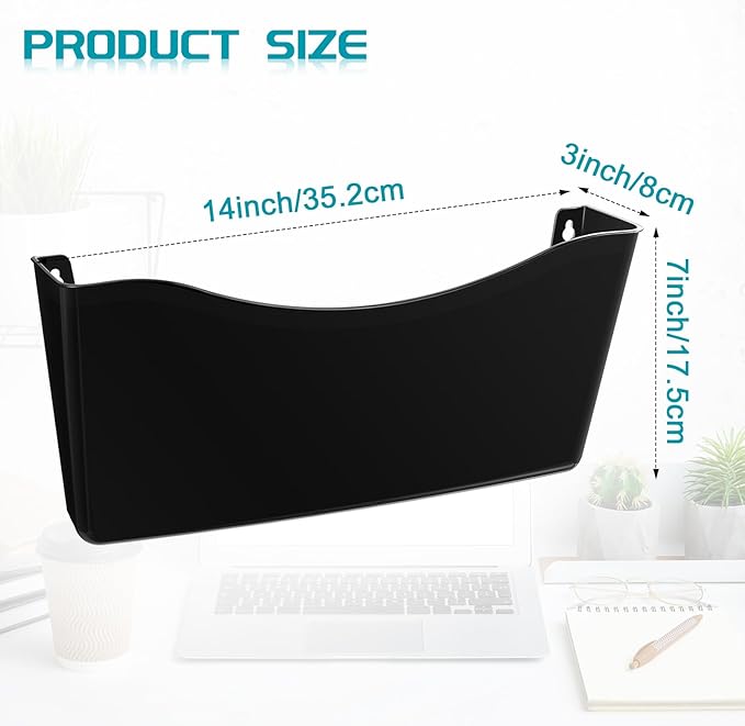 Colarr 6 Pcs Expandable Pocket Wall File Set Plastic Wall Mountable Space Saving Files Office Wall Organizer Wall Mount File Holder Wall Hanging File Organizer for Mail Magazine Letter (Black)
