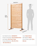 VEVOR Wooden Privacy Screen,36" W x 73" H Outdoor Privacy Screen, Freestanding Wood Privacy Panel with Stand,Outdoor Divider for Balcony Patio Lawn Garden