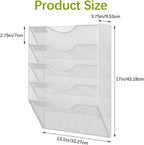 EasyPAG 5 Pocket Mesh Wall File Organizer, Hanging Paper Folder Holder with Classify Label, Vertical Wall Mount Mail Organizer for Office Home Classroom, White