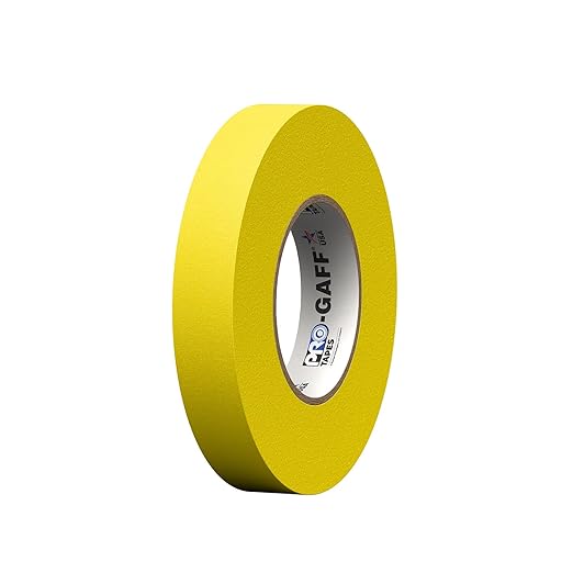 1" Pro Gaff Gaffers Tape 55 yards length yellow matte. Premium Heavy-Duty Gaffers Tape trusted by professional Gaffers. Made in the USA. Holds Tight, Easy to remove. (Pack of 48)