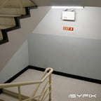 iSYFIX Exit Signs with Directional Down Arrow - 12 Pack 12x4 Inch Glow in the Dark for Business, School, Office, Warehouse - Durable 40 Mil Polystyrene, UV Laminated, Waterproof, Scratch & Fade Resistant