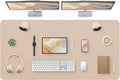 Bloss Extra Large Desk Mat 55" x 24", Non-Slip Dressing Table Cover Protector, Waterproof Student Study Desk Mat, PU Leather Computer Writing Desk Pad for Home Office and Decor - Beige