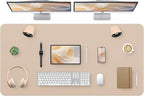 Bloss Extra Large Desk Mat 55" x 24", Non-Slip Dressing Table Cover Protector, Waterproof Student Study Desk Mat, PU Leather Computer Writing Desk Pad for Home Office and Decor - Beige